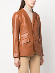 POLO RALPH LAUREN - Saddle Leather single-breasted blazer