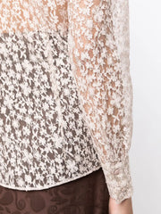 CARINE GILSON - floral-lace sheer shirt