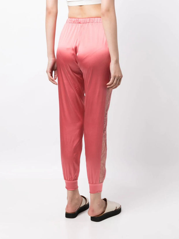CARINE GILSON - floral-lace detail silk tapered trousers