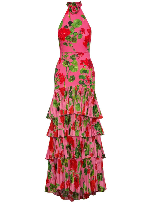 OSCAR DE LA RENTA - floral-print ruffle-detailing dress