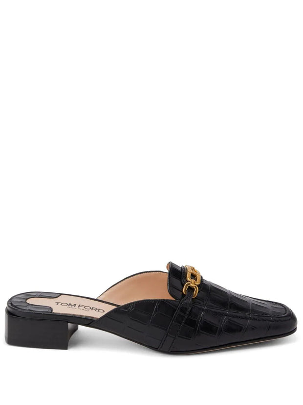 TOM FORD - Whitney crocodile-embossed leather mules