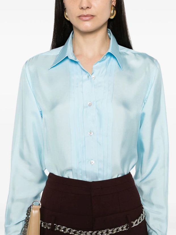 TOM FORD - pleat-detailing silk blend shirt