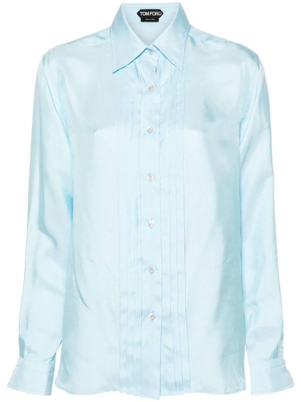 TOM FORD - pleat-detailing silk blend shirt