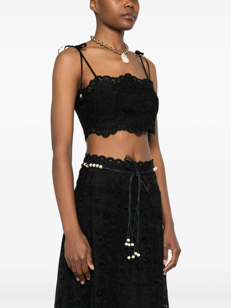 Tシャツ・カットソー ZIMMERMANN RHIANNON CROPPED TOP IN EMBROIDERED COTTON ZIMMERMANN - Rhiannon Crop Top – Bannerman's