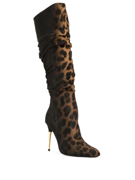 Knee high leopard print boots sale