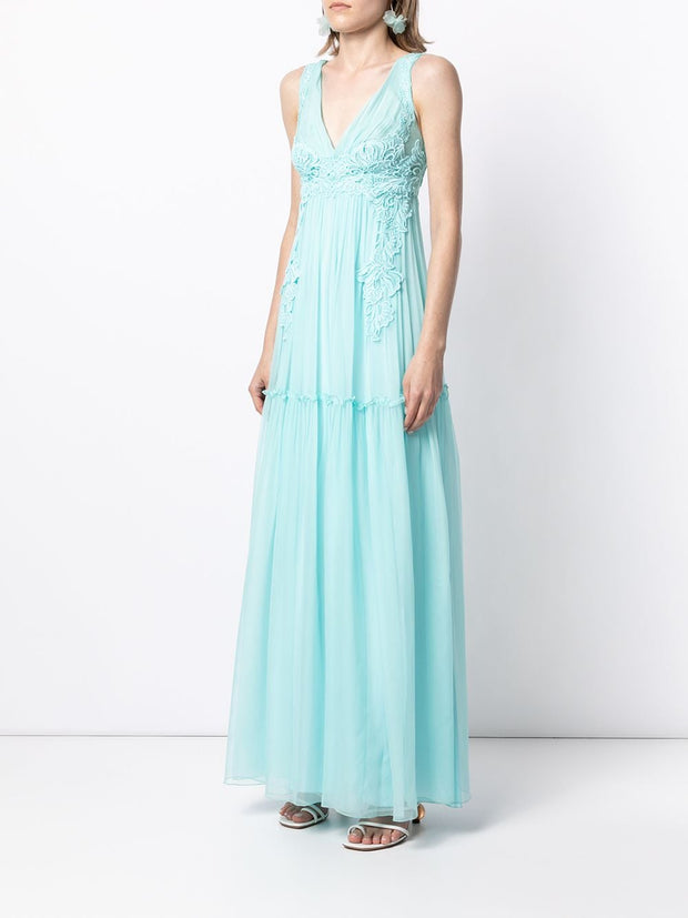 Alberta Ferretti lace-overlay empire line gown