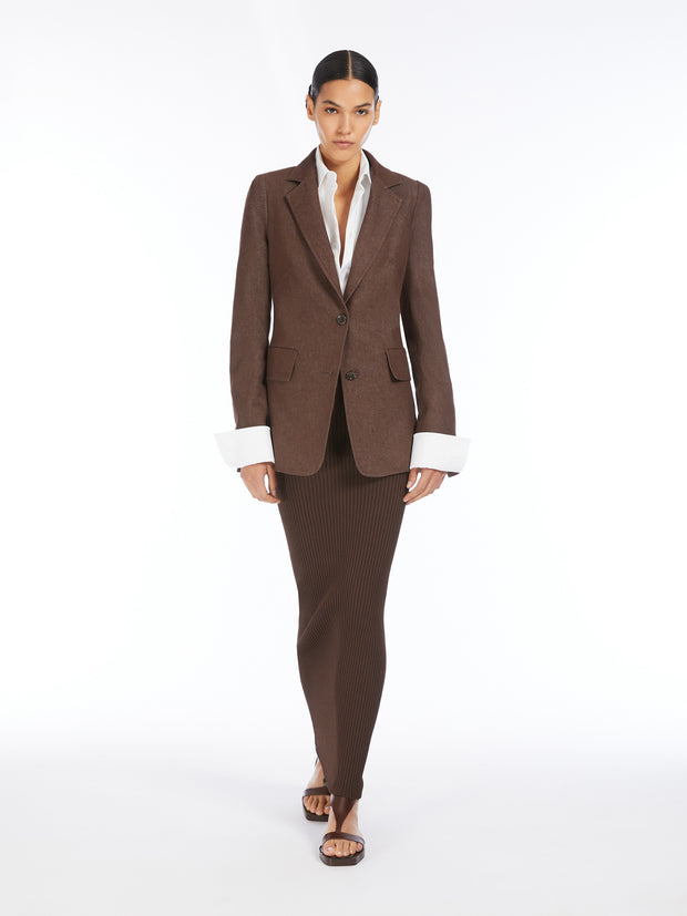MAX MARA - Brown Denim Effect Agguati Jacket