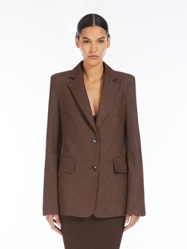 MAX MARA - Brown Denim Effect Agguati Jacket