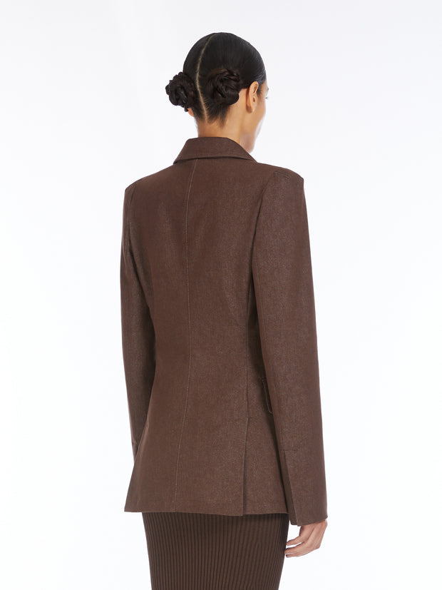 MAX MARA - Brown Denim Effect Agguati Jacket