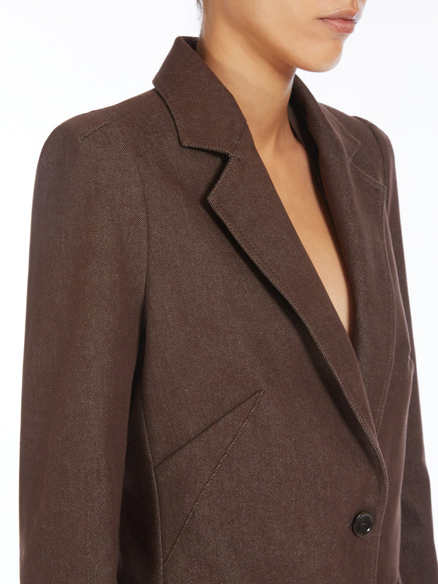 MAX MARA - Brown Denim Effect Agguati Jacket