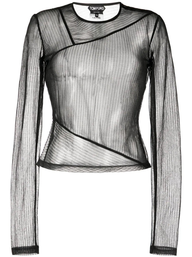 TOM FORD - sheer ribbed long-sleeve jersey top