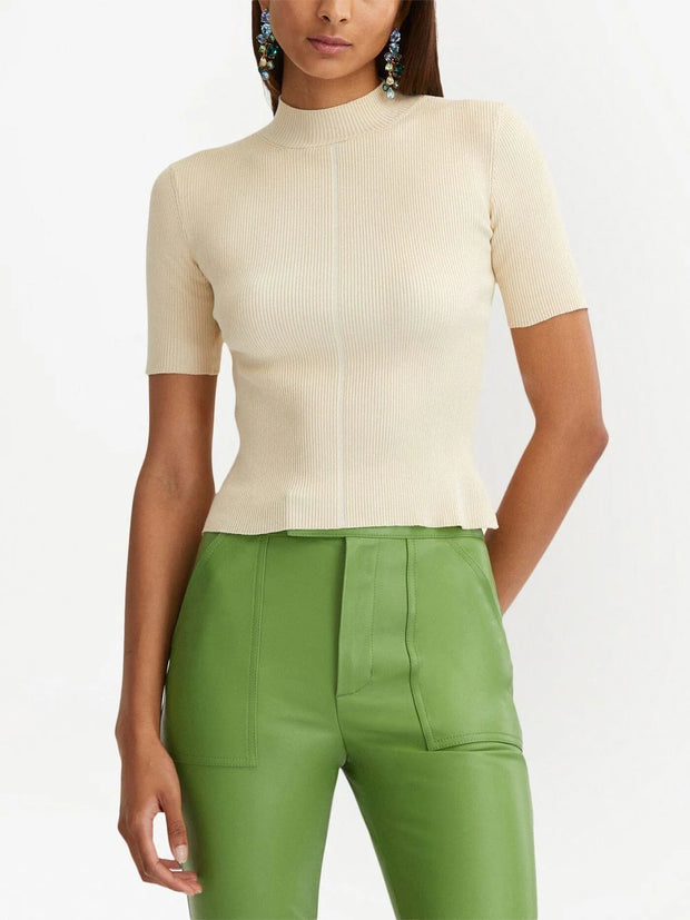 OSCAR DE LA RENTA - ribbed short-sleeved knitted top