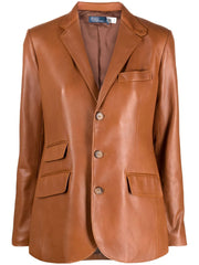 POLO RALPH LAUREN - Saddle Leather single-breasted blazer