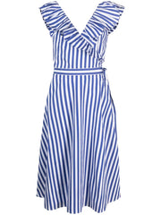 POLO RALPH LAUREN - striped ruffled-trim cotton dress