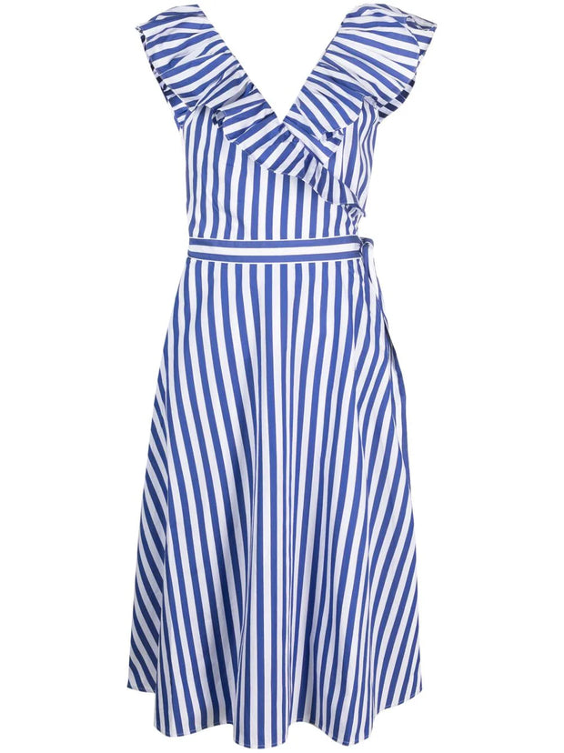 POLO RALPH LAUREN - striped ruffled-trim cotton dress