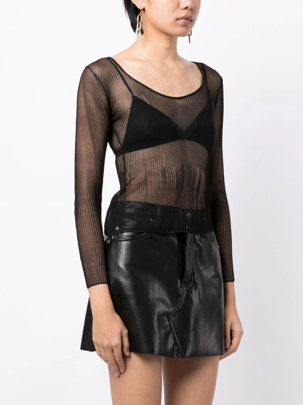 TOM FORD - sheer ribbed jersey top