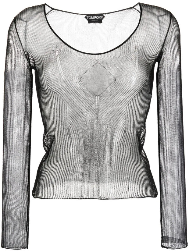 TOM FORD - sheer ribbed jersey top