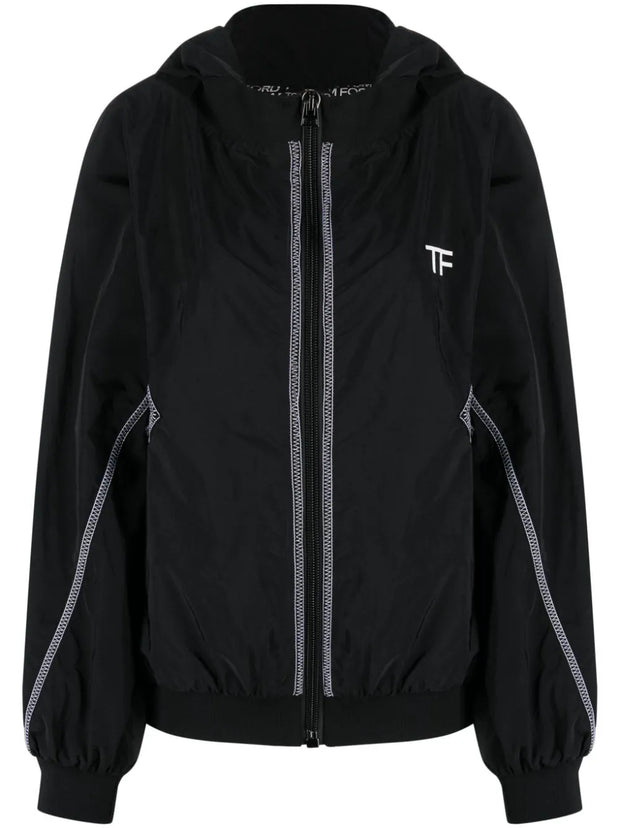 TOM FORD - contrast-stitch hooded track jacket