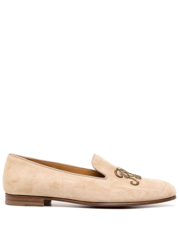 Ralph Lauren Collection - logo-embroidered leather loafers