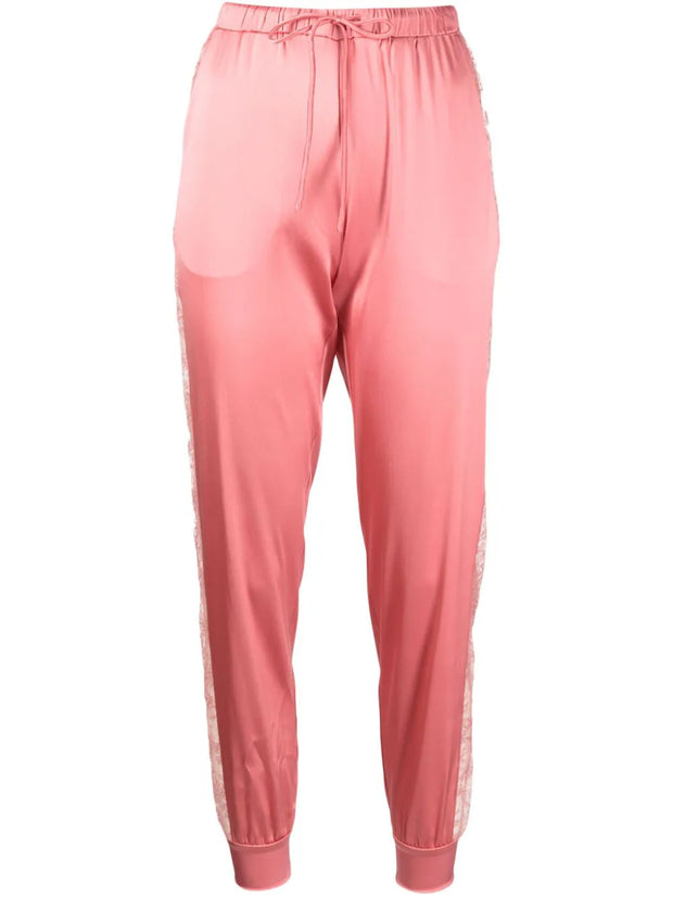 CARINE GILSON - floral-lace detail silk tapered trousers
