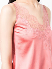 CARINE GILSON - floral-lace detail sleeveless silk top