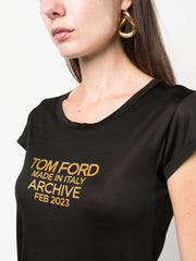 TOM FORD - logo-print silk T-shirt