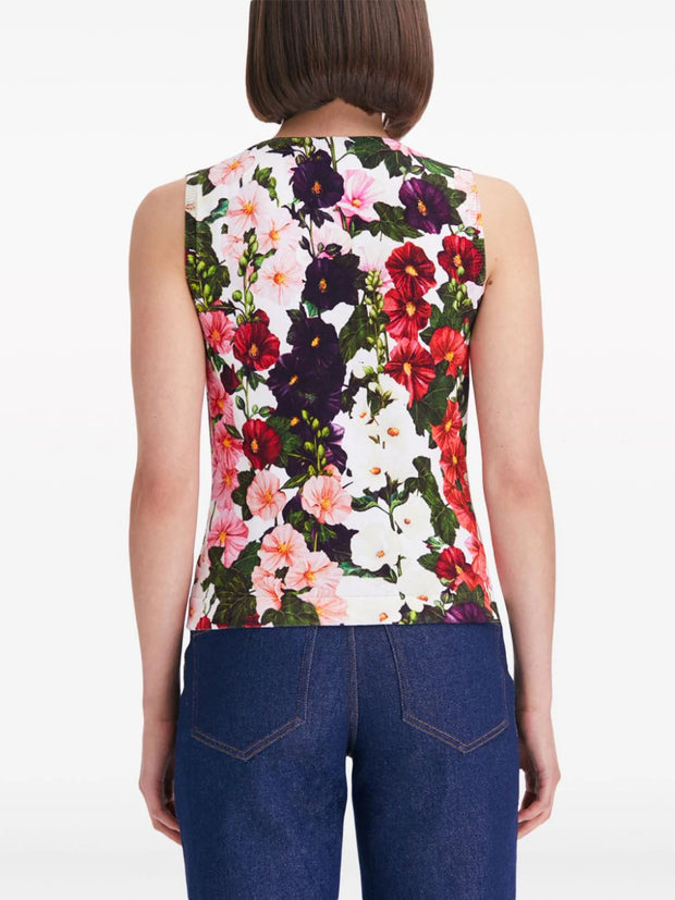 OSCAR DE LA RENTA - Hollyhocks floral-print tank top