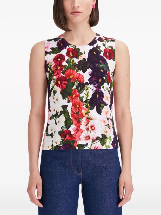 OSCAR DE LA RENTA - Hollyhocks floral-print tank top