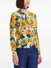 OSCAR DE LA RENTA - Sunflower-print knitted cardigan