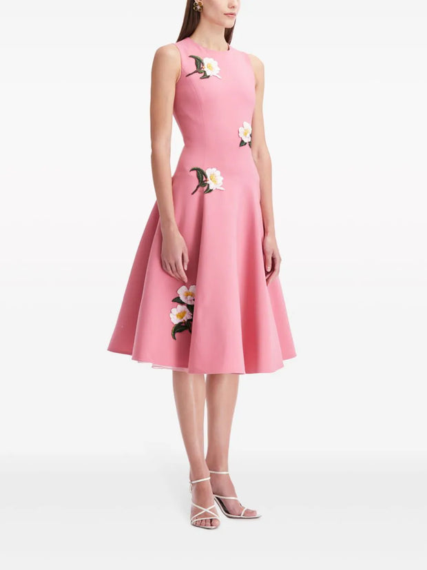 OSCAR DE LA RENTA - Camellia threadwork midi dress