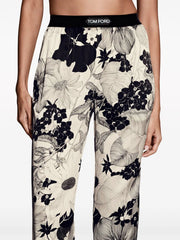 TOM FORD - logo-waistband floral-print trousers