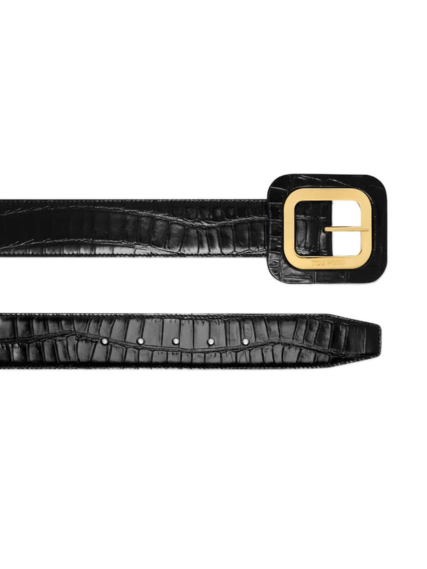 TOM FORD - crocodile-effect leather belt