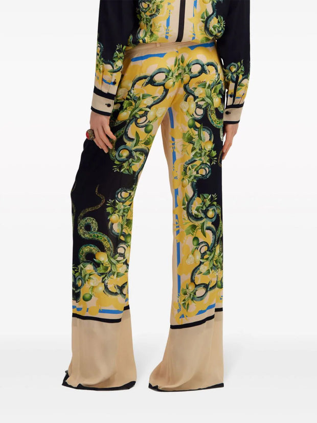 ROBERTO CAVALLI - floral-print straight-leg trousers
