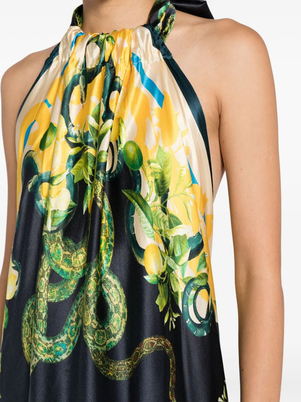 ROBERTO CAVALLI - abstract-pattern print silk dress
