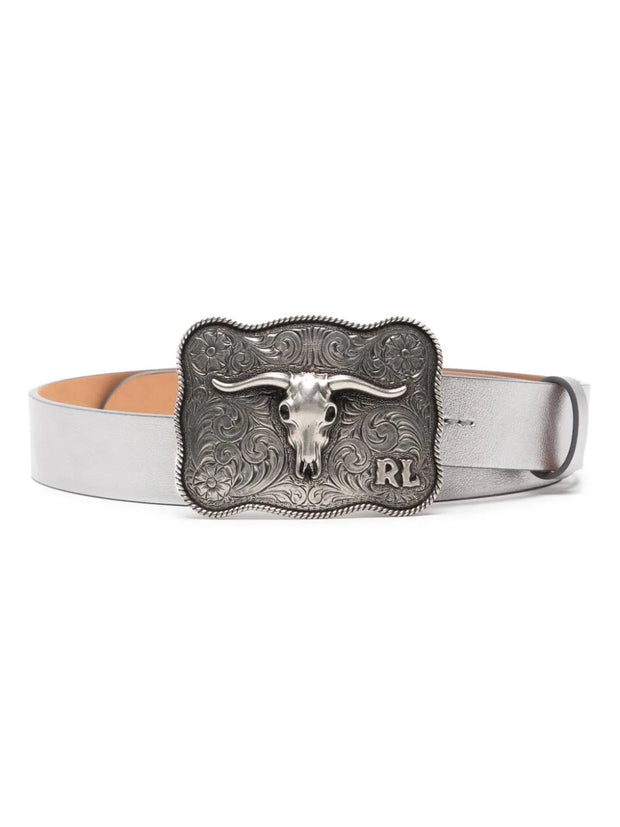 Ralph Lauren Collection - rodeo-buckle metallic leather belt