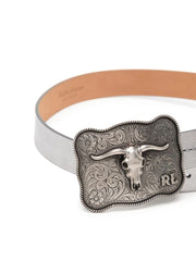 Ralph Lauren Collection - rodeo-buckle metallic leather belt