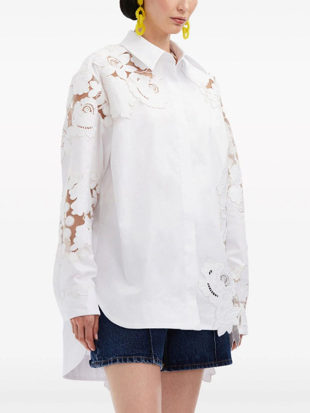 OSCAR DE LA RENTA - corded-lace twill shirt