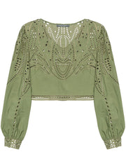 ALBERTA FERRETTI - broderie-anglaise cropped blouse