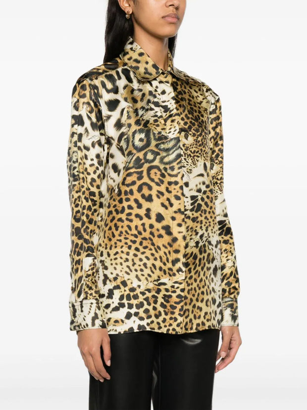 ROBERTO CAVALLI - leopard-print silk shirt