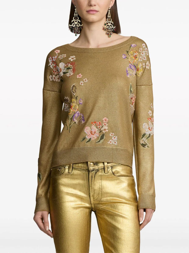 Ralph Lauren Collection - floral-embroidered silk jumper