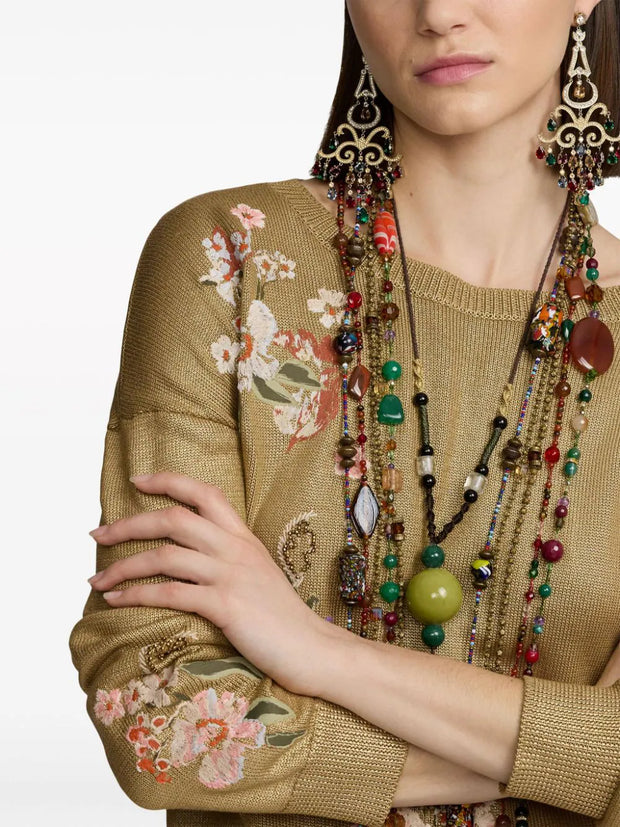 Ralph Lauren Collection - floral-embroidered silk jumper