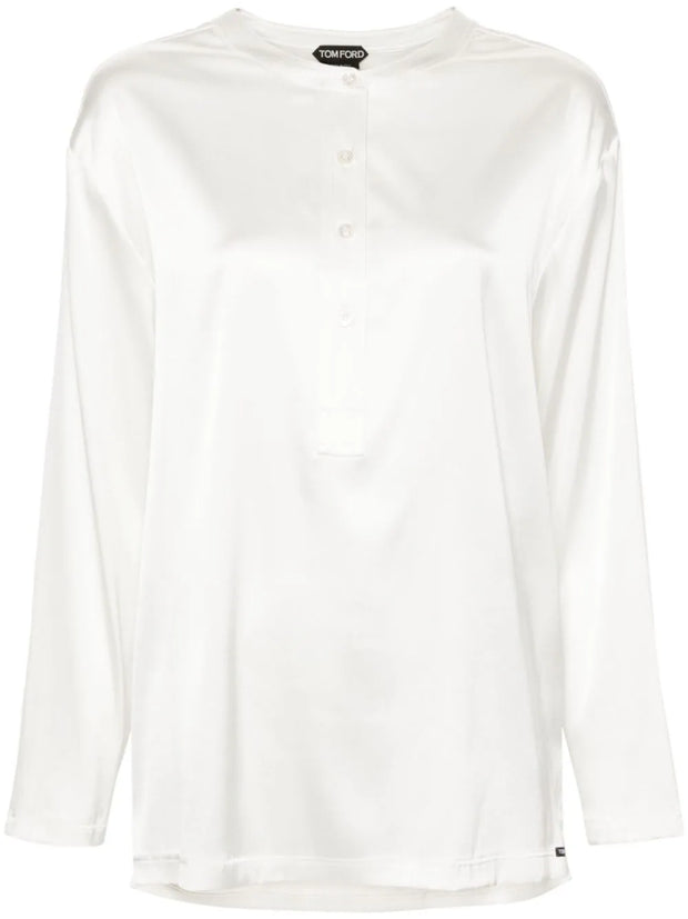 TOM FORD - band-collar satin blouse
