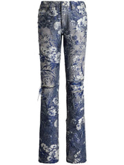 Ralph Lauren Collection - 160 distressed floral-jacquard jeans
