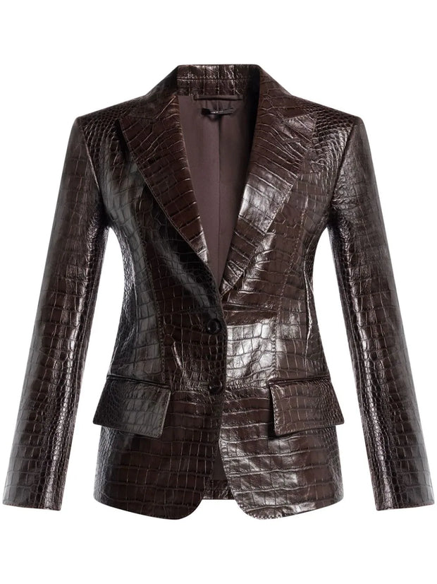 TOM FORD - snakeskin-effect leather blazer