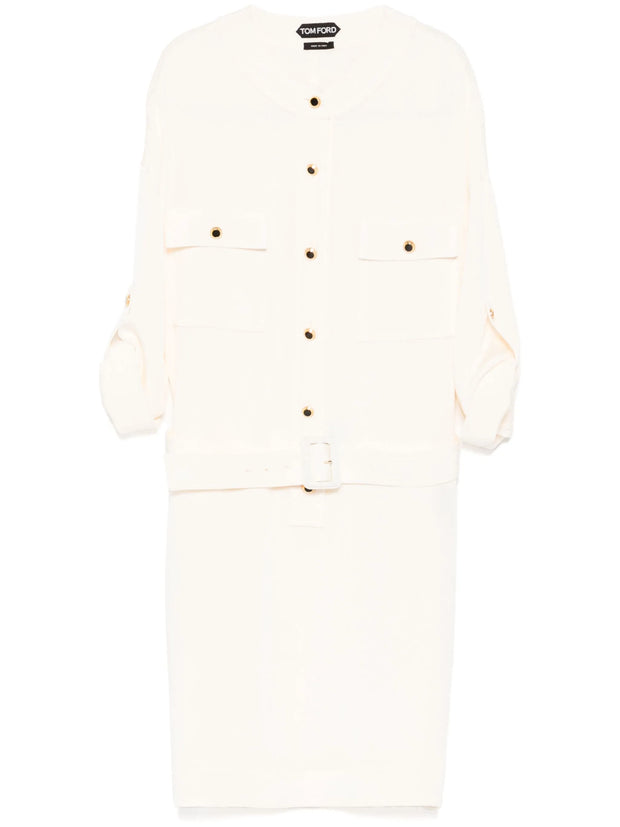 TOM FORD - Textured Belted Mini Shirt Dress