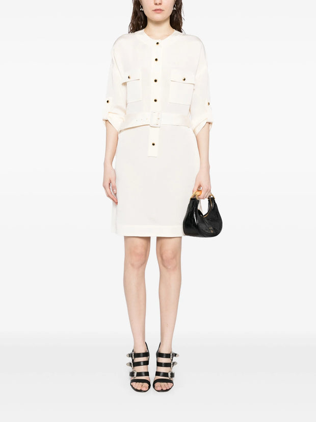 TOM FORD - Textured Belted Mini Shirt Dress