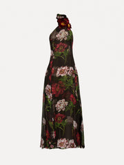 Oscar de la Renta - Dark Peony Silk Halter Gown
