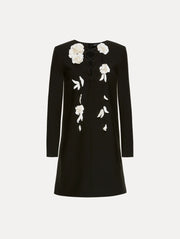 Oscar de la Renta - Black Floral Lace Up Shift Dress