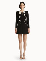 Oscar de la Renta - Black Floral Lace Up Shift Dress