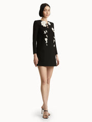 Oscar de la Renta - Black Floral Lace Up Shift Dress